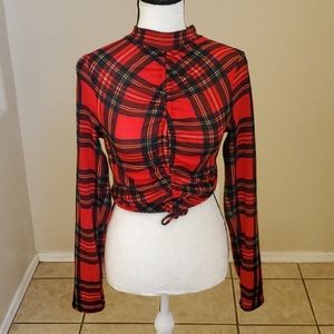 Fashion Nova red long sleeved crop top